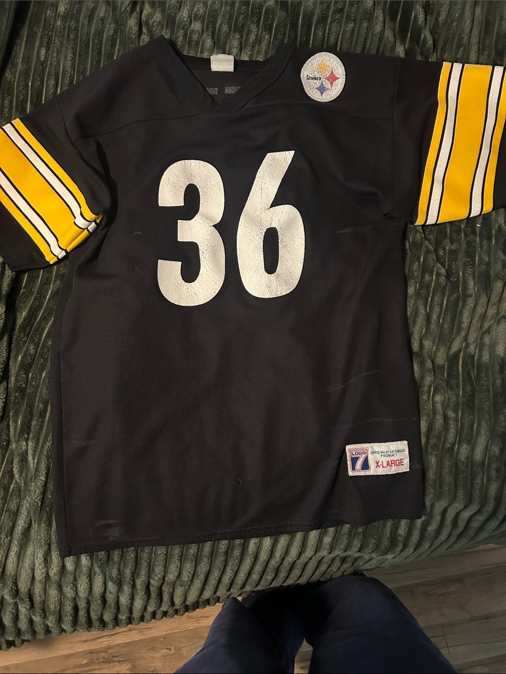 LOGO 7 Black and Yellow #36 Football Jersey